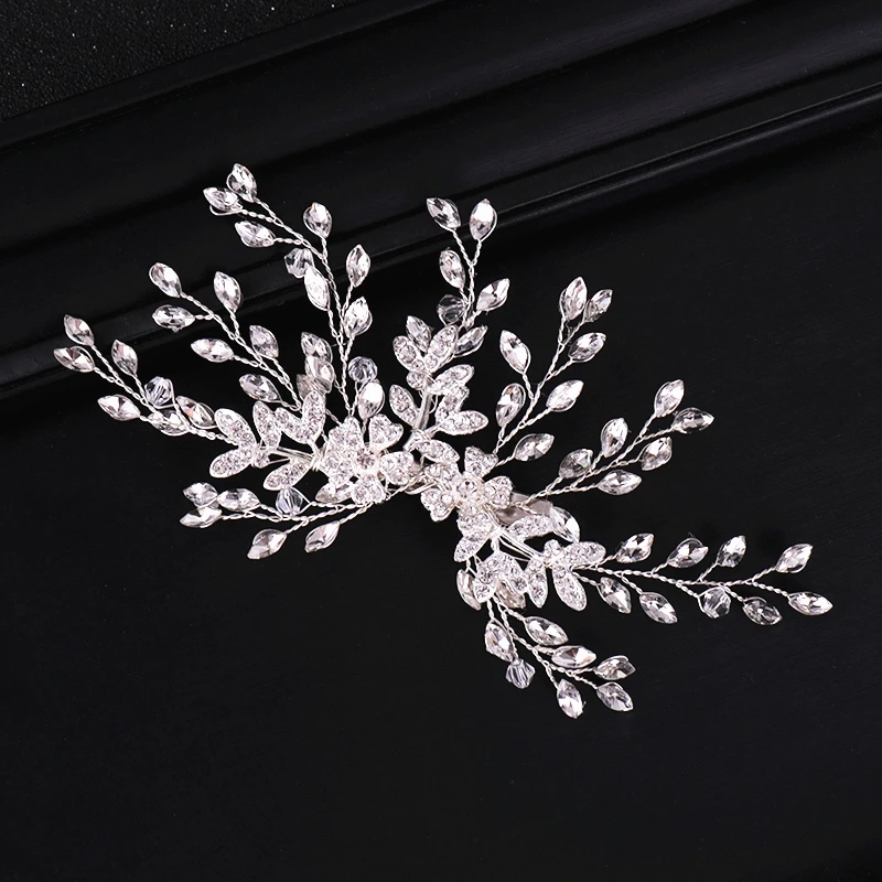 Women Hair Clip Floral Bride Headwear Wedding Tiara Jewelry Rhinestone Bridal Accessories Hairpins | Украшения и аксессуары