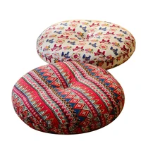 padded round cotton and linen cloth art thick cushion removable and washable balcony tea house home cushion