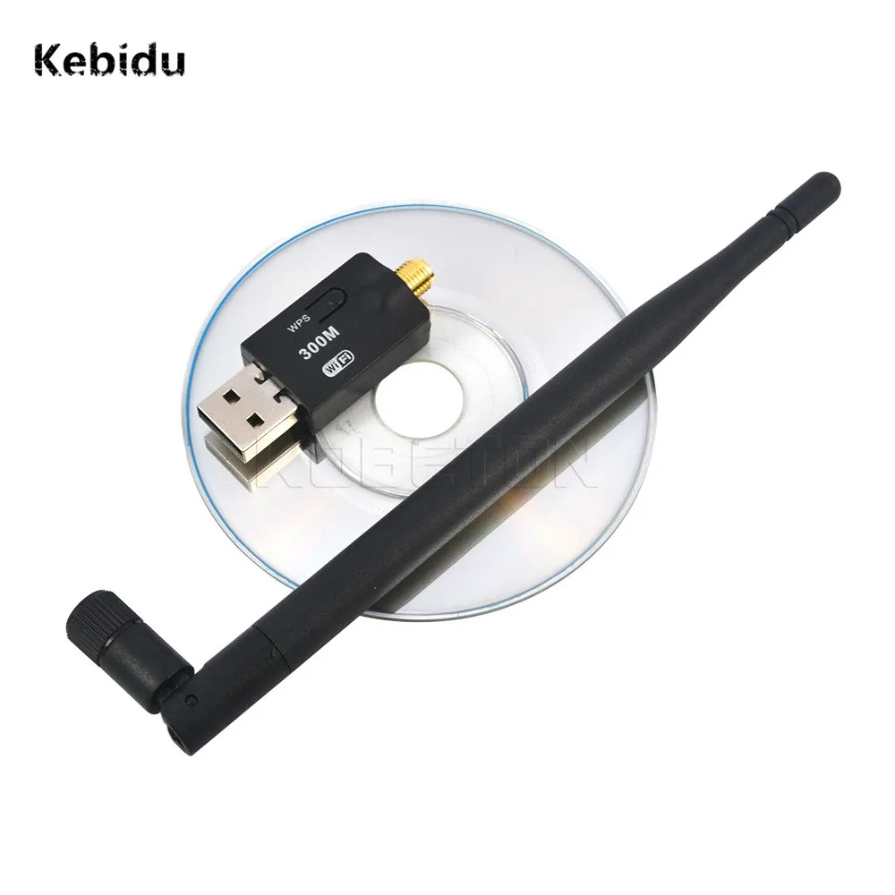 Беспроводной сетевой адаптер Kebidu с USB 300 Мбит/с 2 4 ГГц Wi Fi 0 Lan карта антенна для Windows
