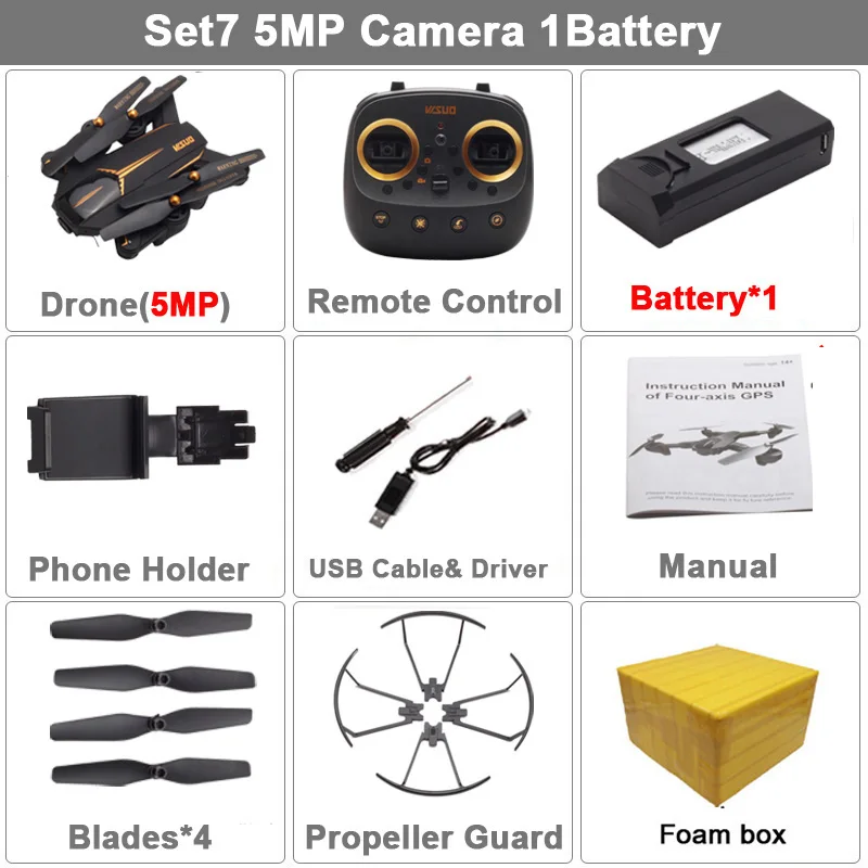 Set7 5MP Camera 1B VISUO XS812 gps Радиоуправляемый Дрон с 5MP/4K HD камерой wifi FPV Радиоуправляемый квадрокоптер вертолет удержание высоты RTF подарок на рождение для детей VS XS809S E5 - Цвет: Set7 5MP Camera 1B