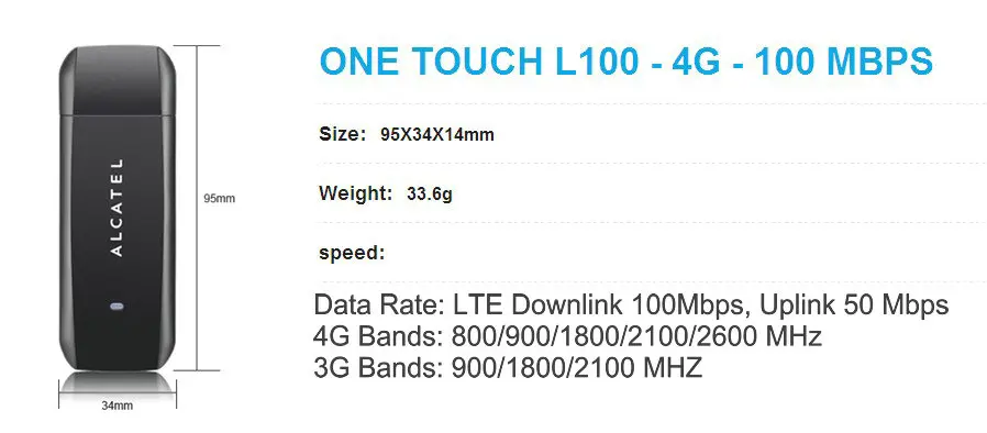 Разблокированный б/у Alcatel L100 100 Мбит/с 4g модем промышленный ключ ethernet Модем sim
