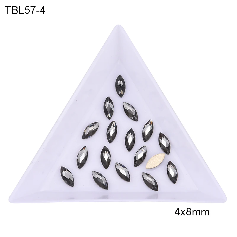 TBL57-4 10 шт. Marquise Shape 4x8 мм 3d-стразы для ногтей стеклянные бриллианты для ногтей dekor с плоским основанием, для ногтей Кристаллы подвески поставки TBL57 - Цвет: TBL57-4
