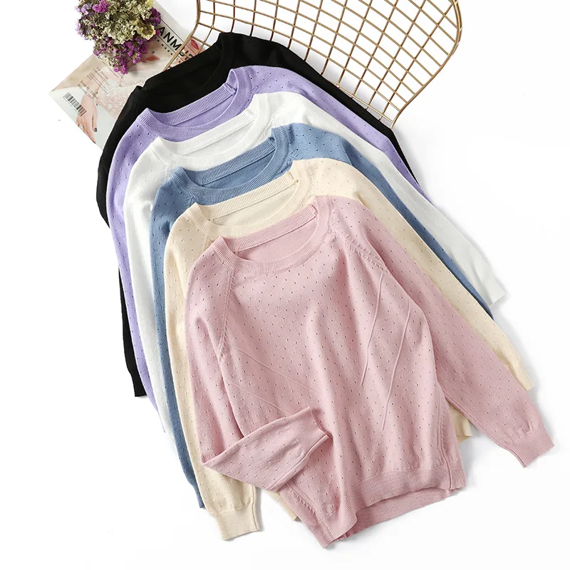Women pullovers dot knitted sweater long sleeves basic o-neck winter Knit tops warm Korean Style tricot new female Женская одежда