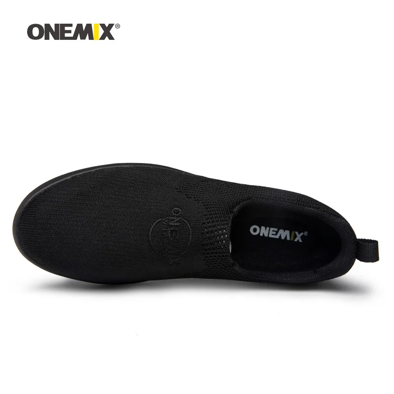 Onemix/Мужская обувь для скейтбординга; женская обувь без шнуровки; черные вязаные дизайнерские классические кроссовки для скейтборда; уличные кроссовки для бега и ходьбы