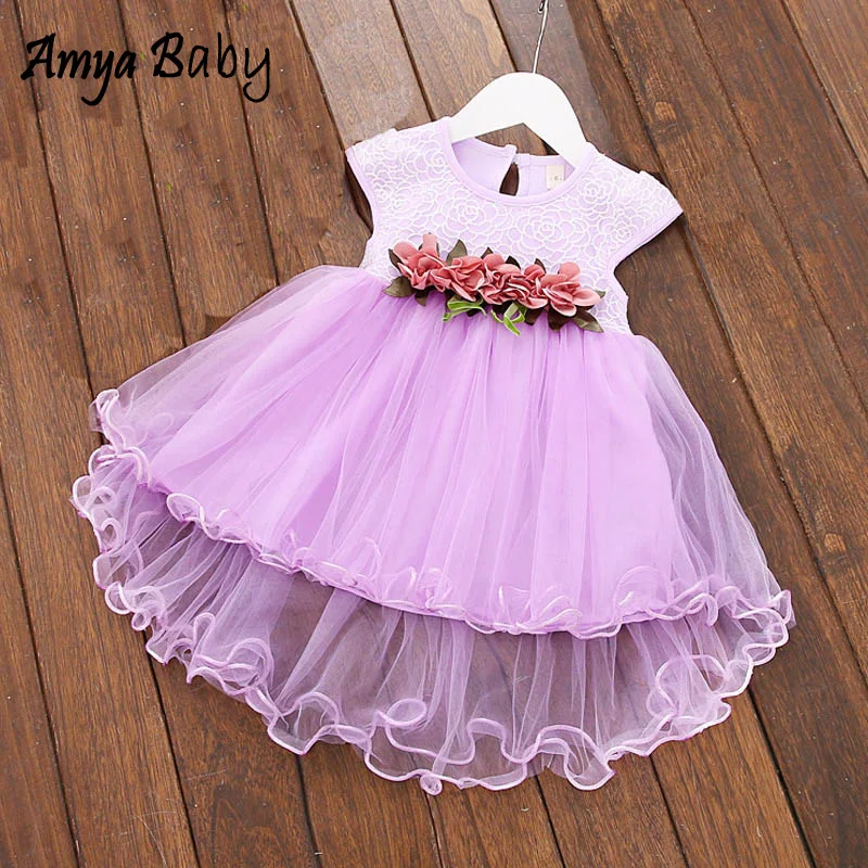 AmyaBaby Baby Girl Dresses Flower Princess 1st Birthday Dress Little Girls Clothing Baby Girl Summer Dress Infant Clothes