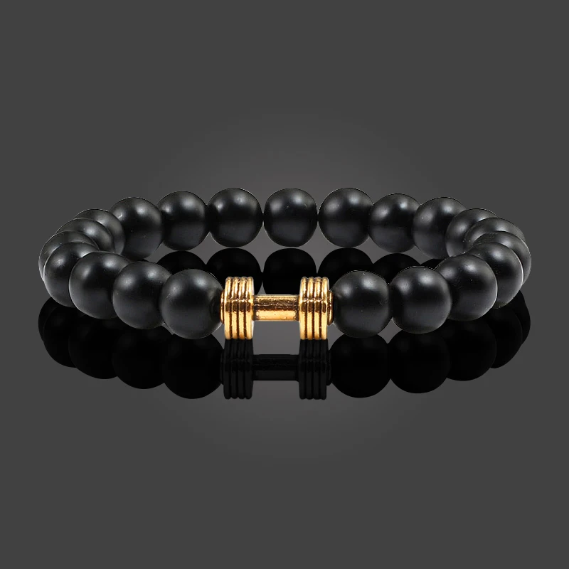 Простой Классический Браслет из лавы натурального камня с бусинами