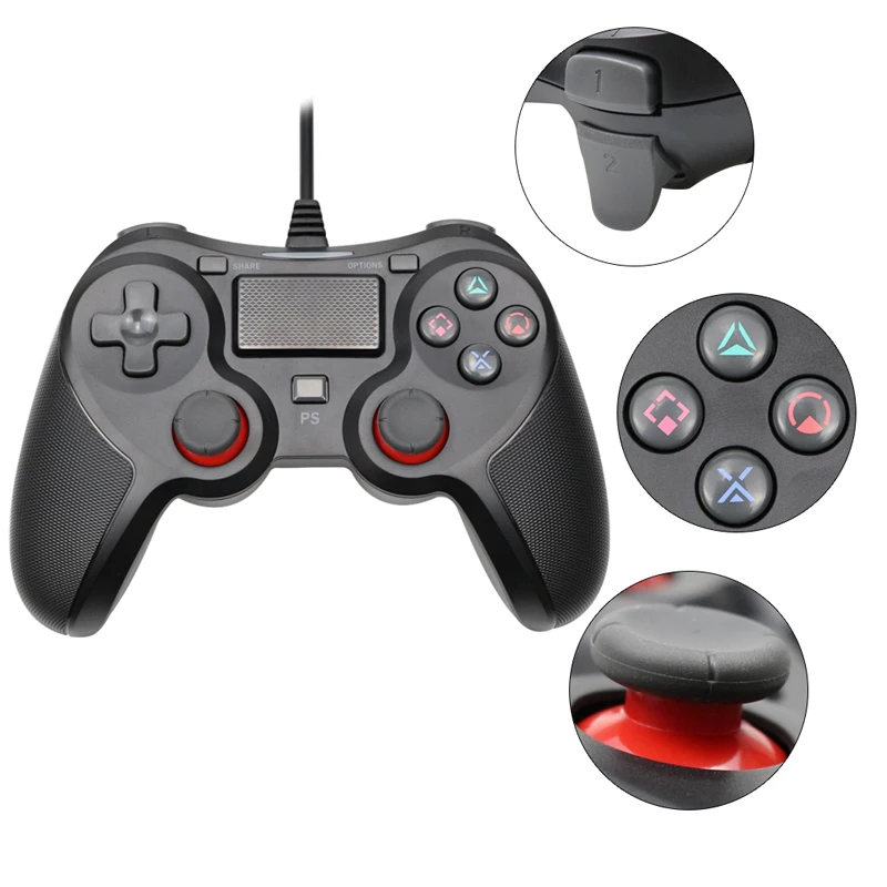 Проводной USB контроллер для консоли PS4 с кабелем 2,2 м для консоли PS3 для Playstation для Dualshock 4 Вибрационный геймпад