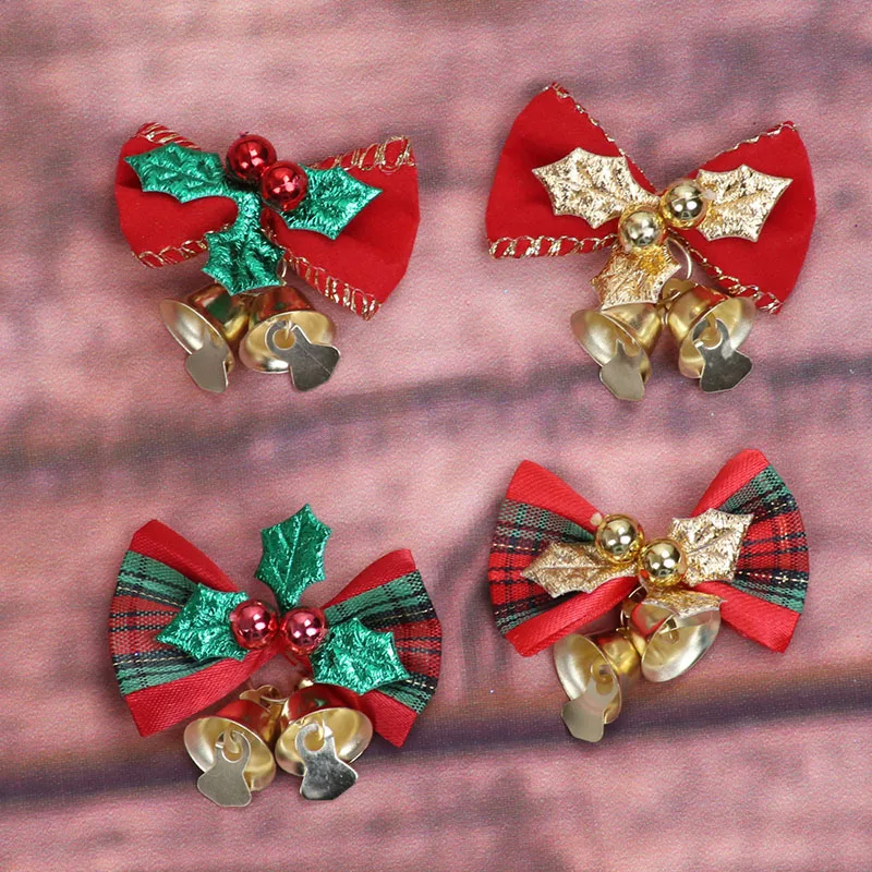 5pcs/lot Mini Bow Decoration Gold Red Green Knot Christmas Tree Wreath Craft Bows Decor 5cm | Дом и сад