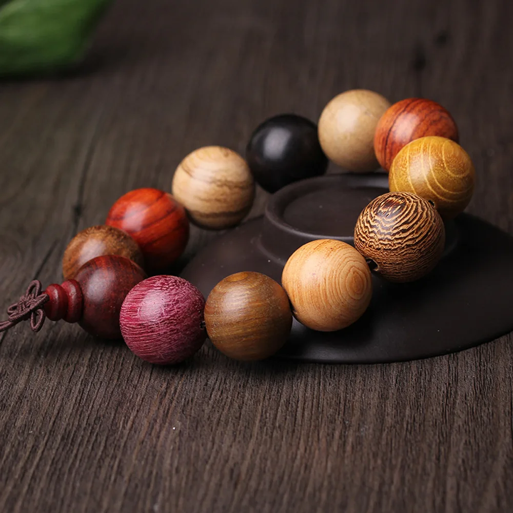 Мужской браслет из сандалового дерева ручной работы буддийский деревянный с