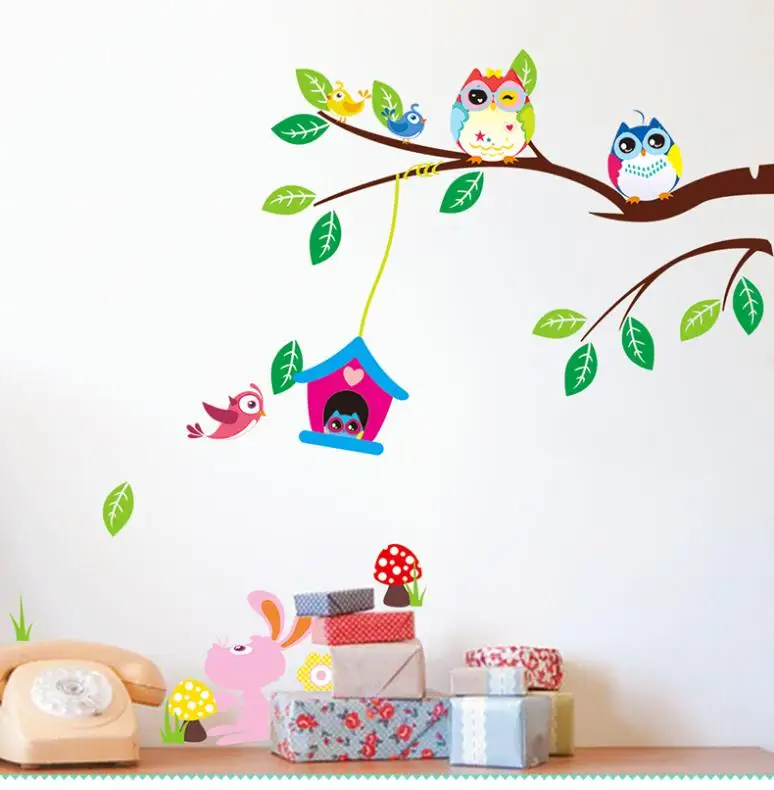 30*90 см большой 1 шт. Diy милая сова настенная наклейка детская комната Съемный