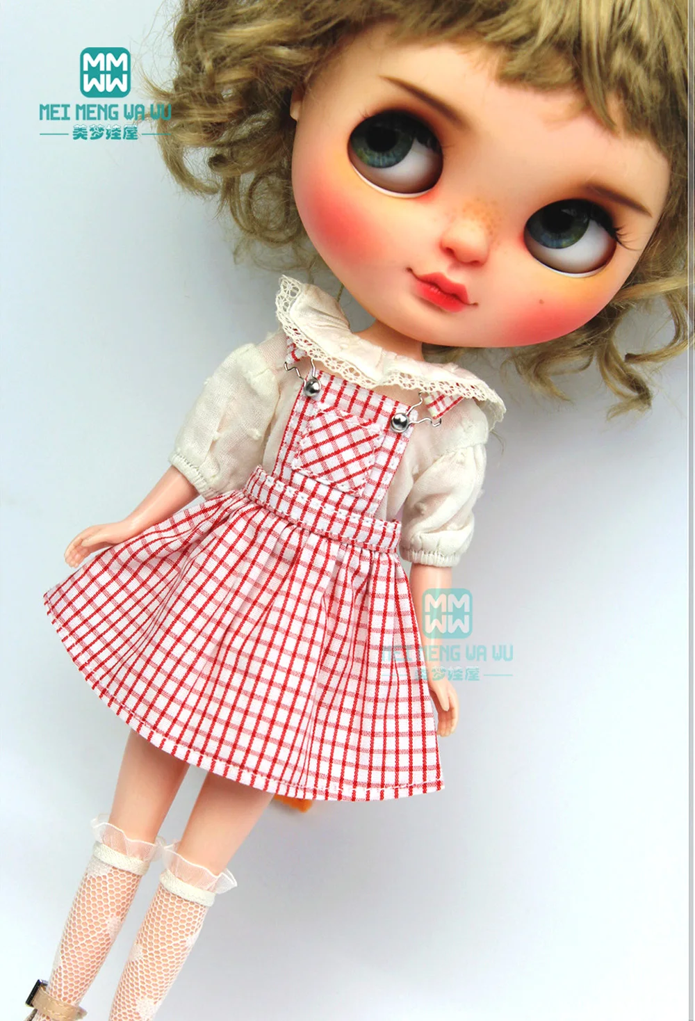1/6 28-30 см blyth кукла azone аксессуары для одежды модное платье на бретелях розовый, красный, синий деним