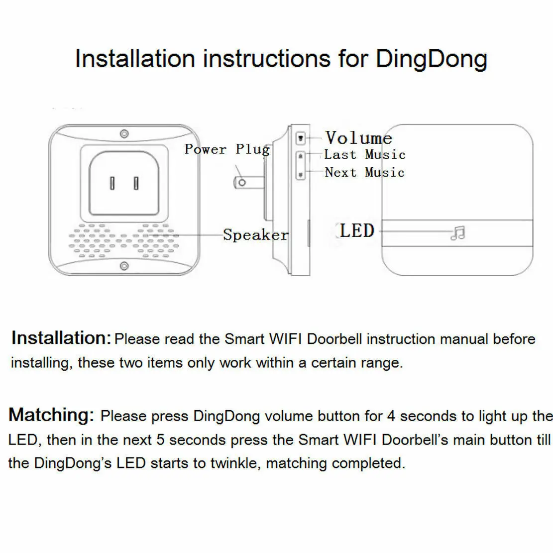 Умный беспроводной Wi-Fi Видимый дверной звонок в помещении Dingdong видеовизуальный