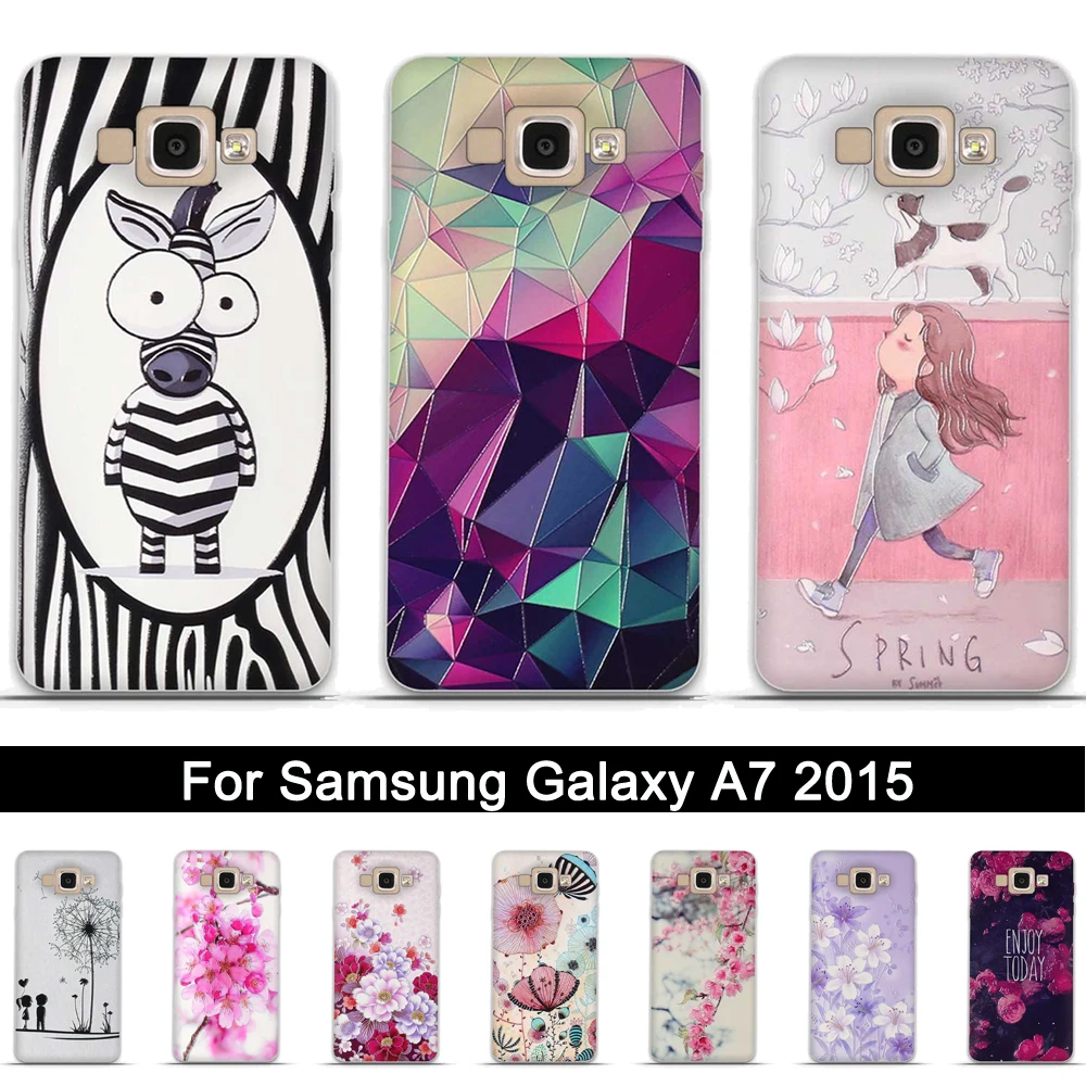 3D Relief TPU Case For Samsung Galaxy A7 2015 A700 A700F SM-A700F Case Silicone Back Phone Cover For Samsung A7 2015 Shells Bags