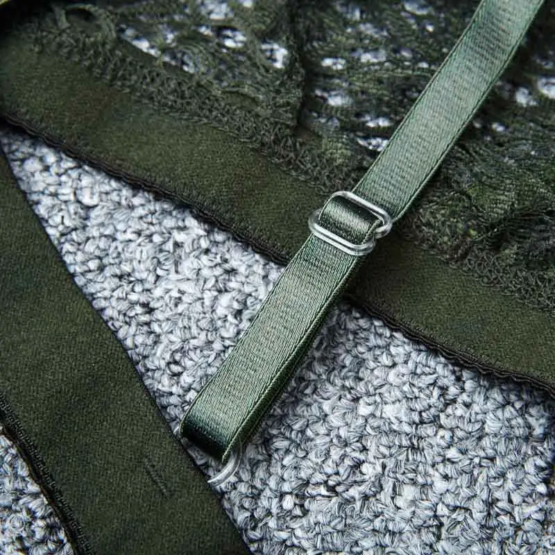 ROPALIA Sexy Lined Mesh lace Triangle Floral bras Crop Bras Top transparent Bustier Unpadded for Women | Женская одежда