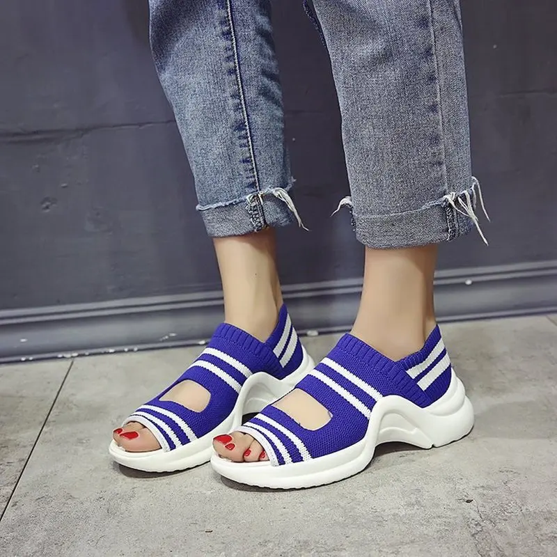 2019 г. новая летняя женская обувь на толстой резиновой подошве в римском стиле