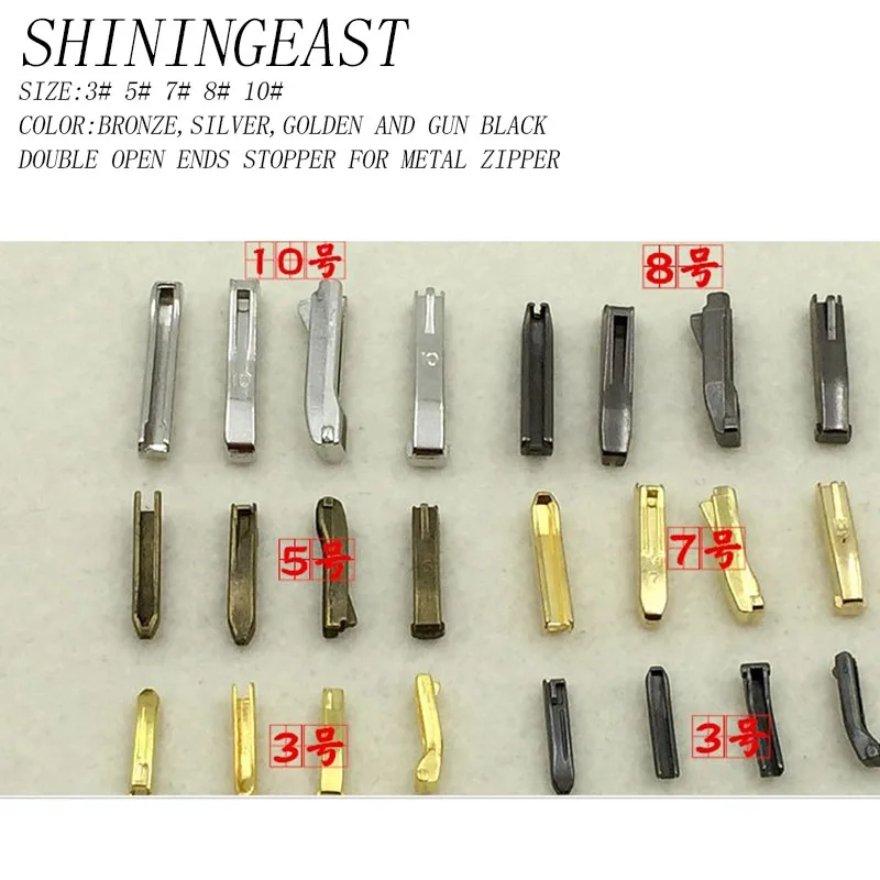 

50pairs/lot 3# 5# 8# 10# double open ends end golden silver gun black bronze insert metal zipper stoppers diy accessories 1830