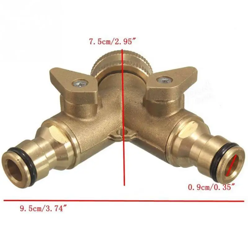 Новинка 3/4 дюймов 2 Way Splitter водные магистрали из Желтой меди с шланг Быстрый разъем с клапан садового полива и орошения Инструмент#0518