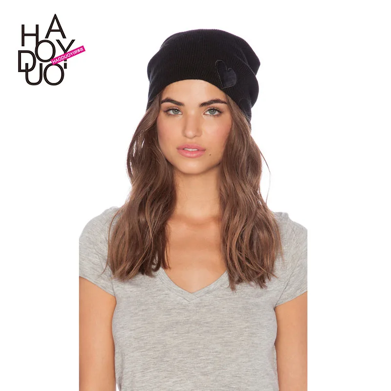 The new spring and summer 2015 European Street fashion love Pu collage knitted bonnet cold cap haoduoyi |