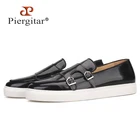 Кеды Piergitar мужские из натуральной кожи, кроссовки двойные, ручная работа, спортивный стиль, повседневная обувь с белой подошвой, черные, 2020
