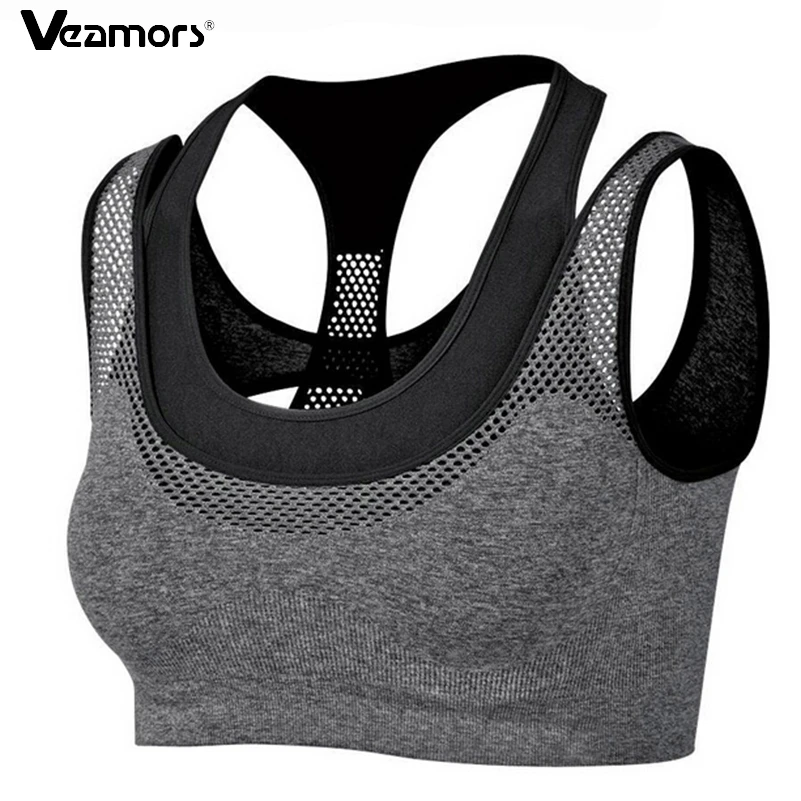 VEAMORS Спортивный быстровпитывающий и быстросохнущий короткий топ с амортизирующим эффектом для фитнеса и тренировок