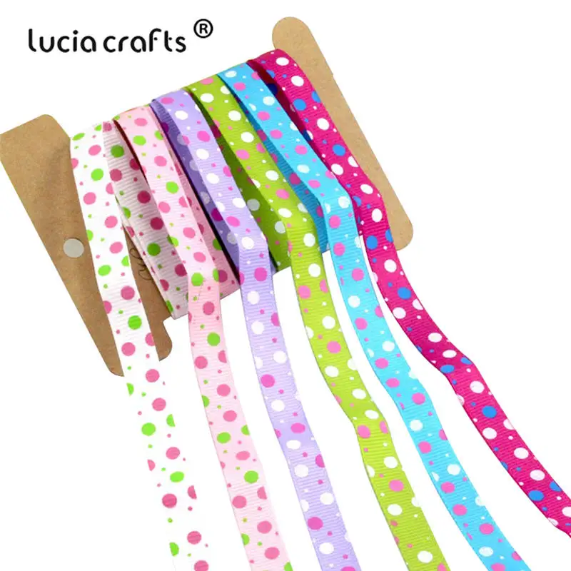 Lucia crafts, 5 лет/6 лет, 3/8 дюйма, 10 мм, лента в горошек с цветочным принтом, лента для упаковки, бант для волос и аксессуары для шитья R0301