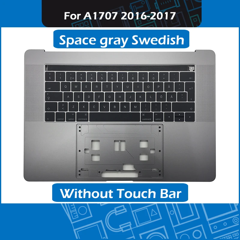 

Space grey Laptop Palm Rest for Macbook Pro Retina 15" Touch Bar A1707 Top Case with SE Swedish Keyboard Replacement 2016-2017