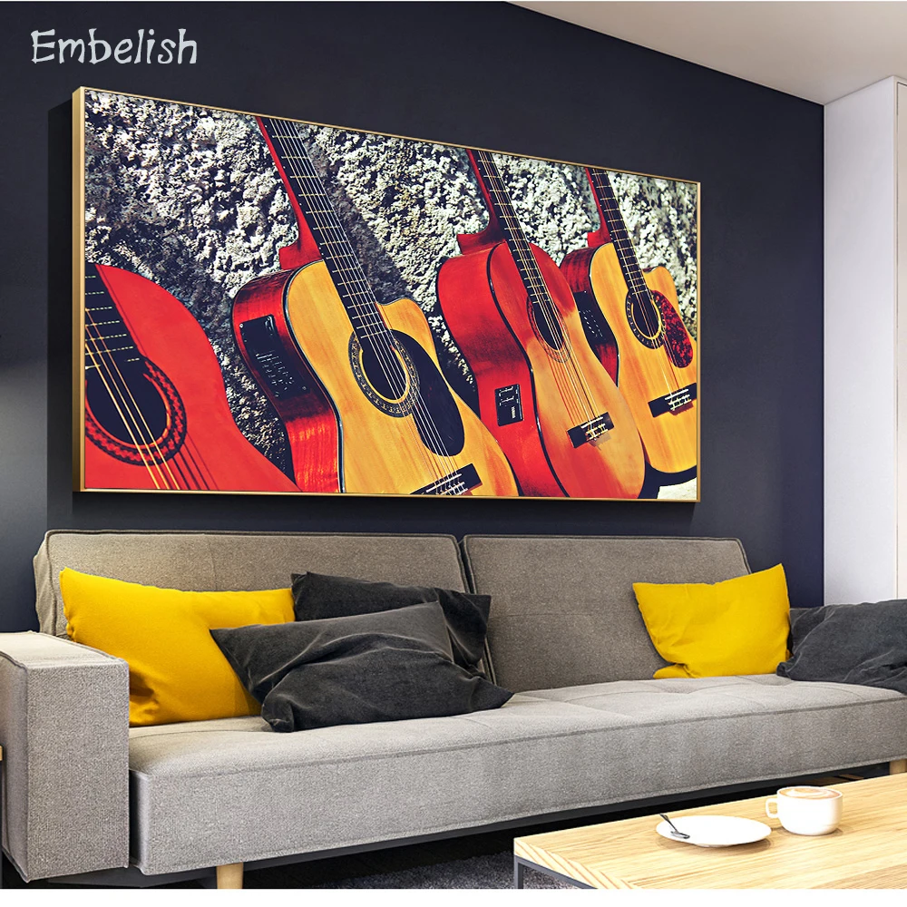 

Embelish 1 Pieces Hot Guitar Musical Instruments Wall Posters For Bar Home Decor HD Print Canvas Paintings Bedroom Pictures