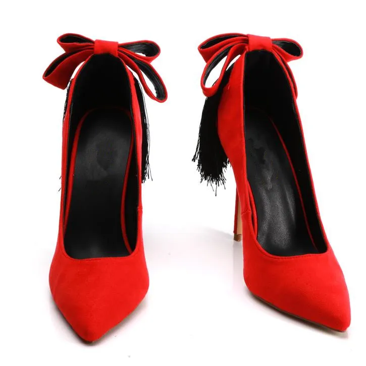 2018 Autumn New Women Shoes Sexy High Heels Red Butterfly-knot Ladies Thin Prom Party Zapatos De Mujer | Обувь