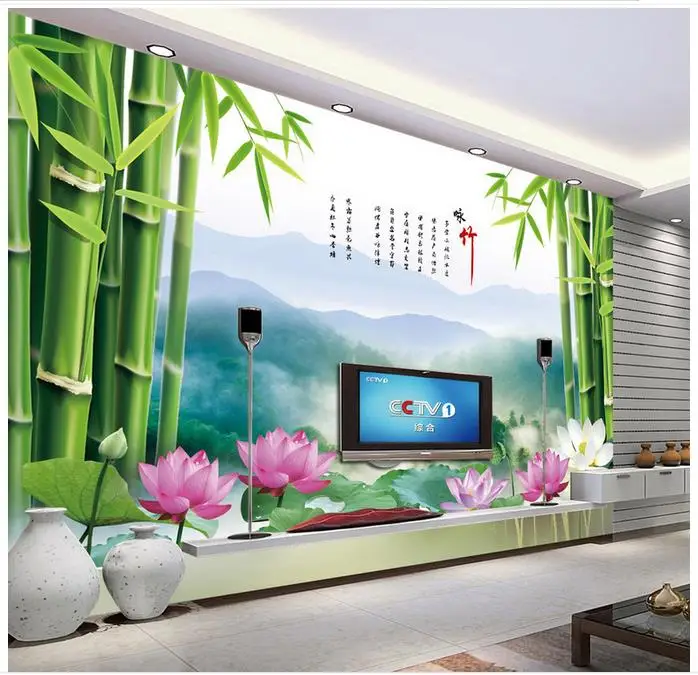 Custom High-end mural 3d wallpaper murals wall Landscape bamboo forest TV background wall hd mural TV background wall room decor