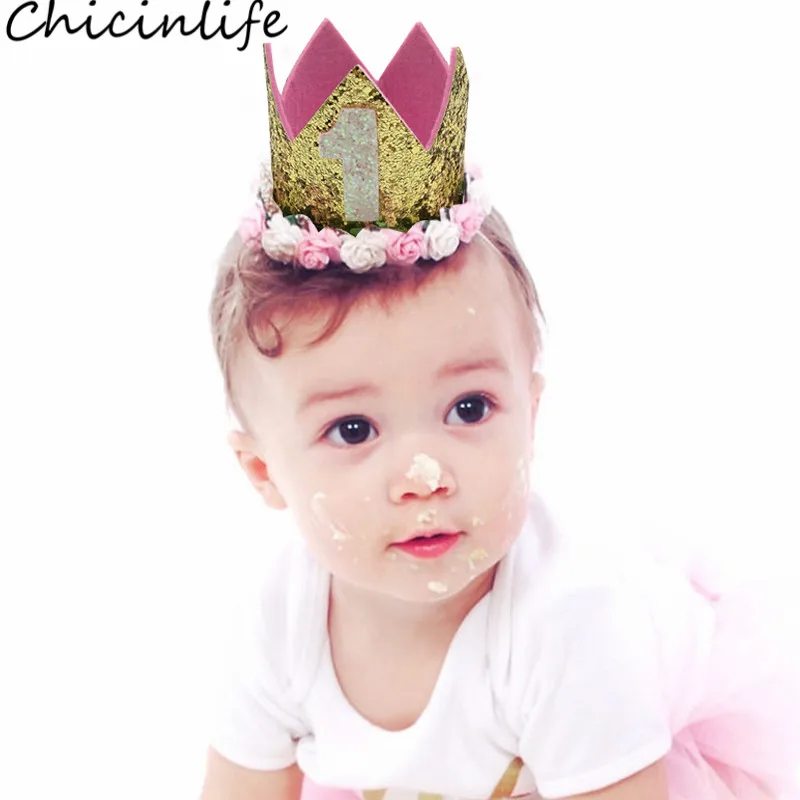 

Chicinlife 1Pcs 1-10 Years Old Crown Headband Birthday Party Decor Baby Shower Girl 1St Birthday Kids Hair Accessory Supplies