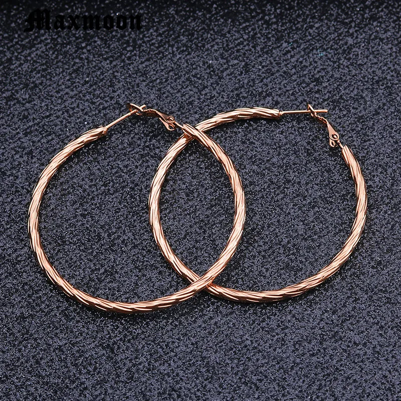 Серьги-кольца Maxmoon женские из нержавеющей стали простые большие круглые