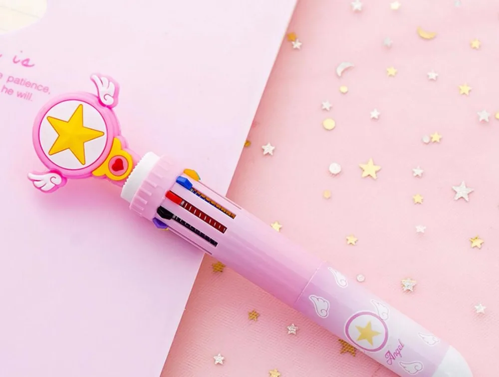 account pen bear claw design Multicolor press ballpoint 10 in 1 color cute school prize gift student 36pc | Канцтовары для офиса и