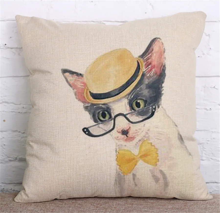 Симпатичная кошка собака животное хлопковая льняная Декоративная Наволочка на