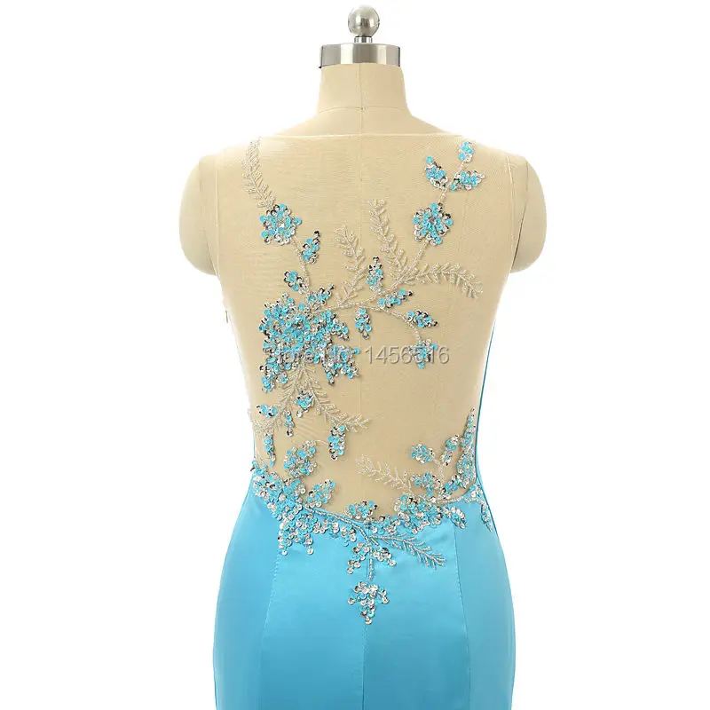 

100% Real Photo Vestidos De Gala 2020 Mermaid Sleeveless Beaded Applique Sheer Back Satin long Evening dresses Special Occasion