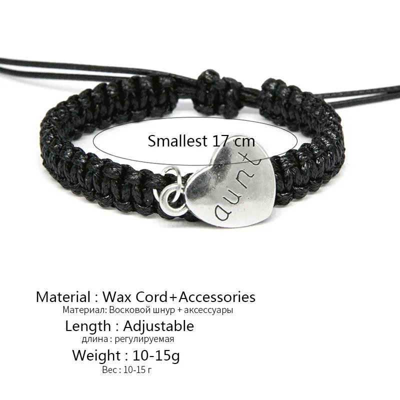 Браслеты для женщин и мужчин с серебряными буквами надписью сердце веревка