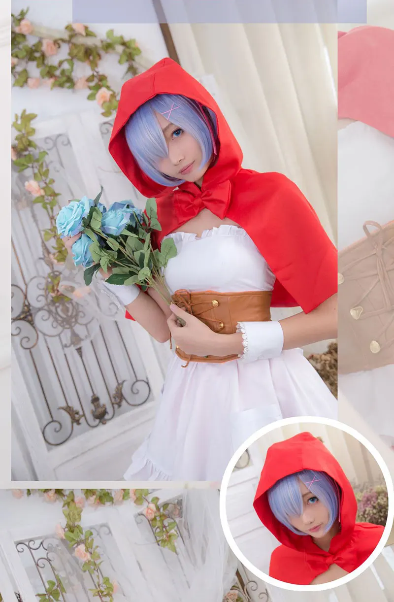 Re Zero Kara Hajimeru Isekai Seikatsu Ramu RAM Remu REM красное платье для верховой езды с капюшоном