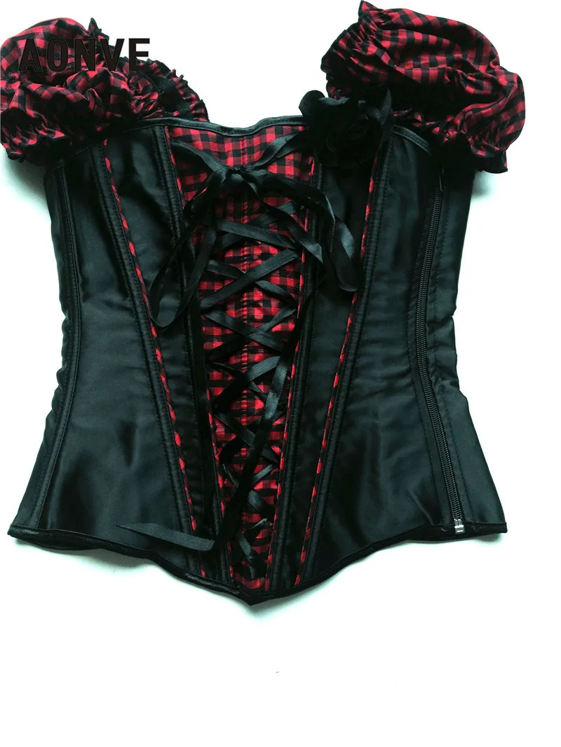 Черный корсет AONVE кружевные корзелеты корсеты для пояса и бюстье Готическая