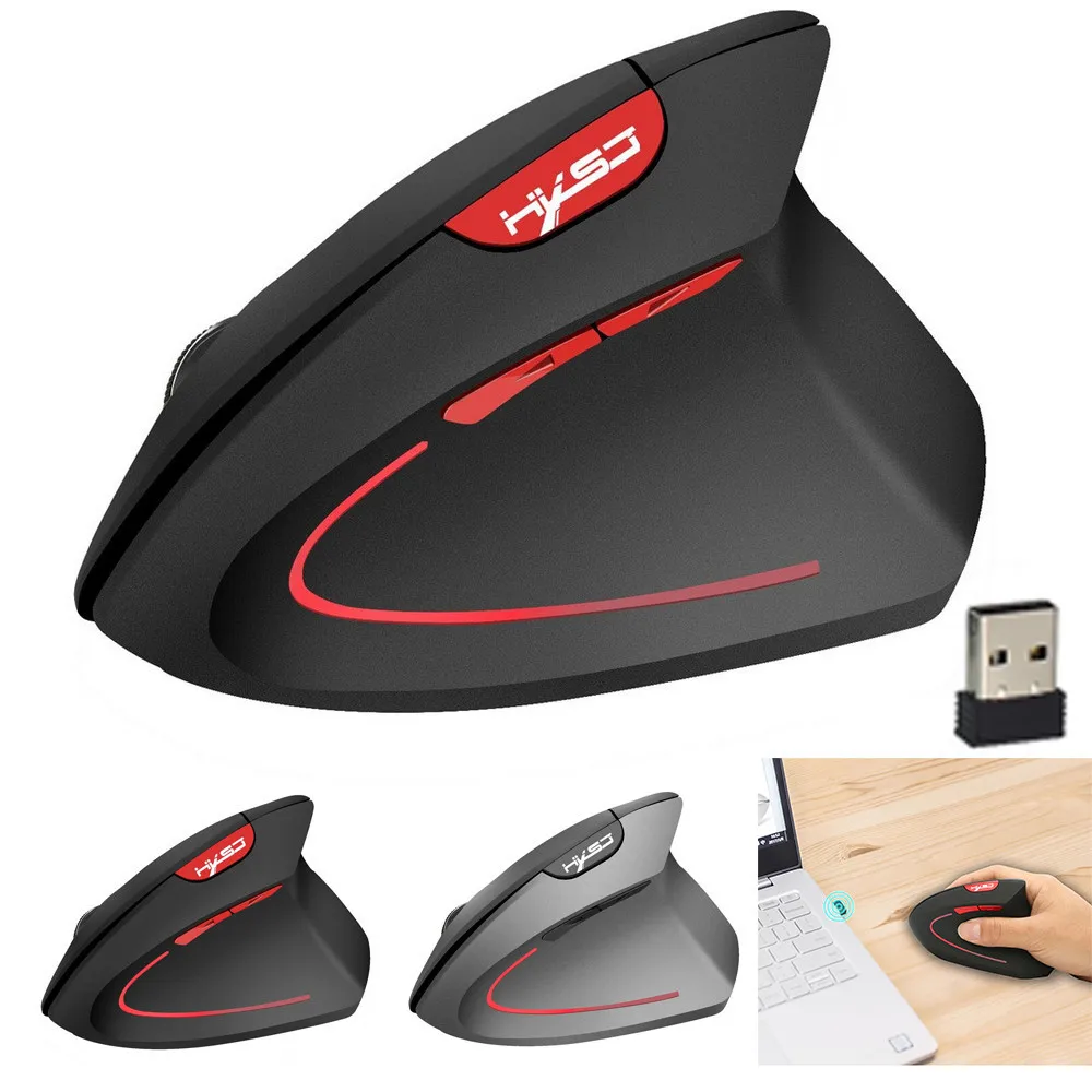 Wireless Mouse 2.4GHz Game Ergonomic Design Vertical 2400DPI USB Mice Opto-electronic Suitable For Office Games Z30423 | Компьютеры и