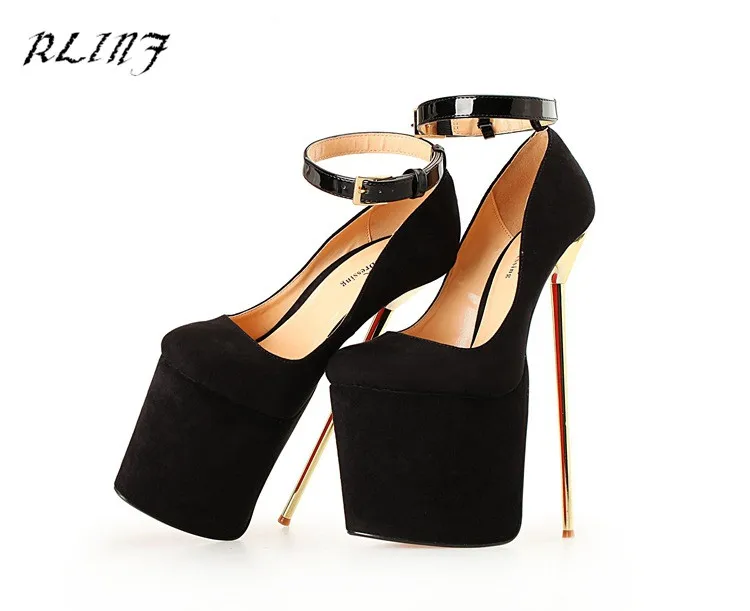 RLINF/женские туфли лодочки на шпильках черные высоком каблуке 22 см