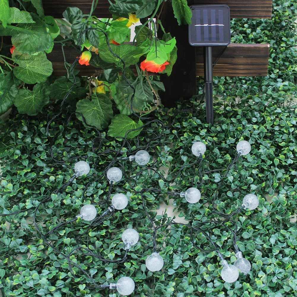 Light String Solar Powered Patio Landscape Indoor Lamp Holiday Fairy Crystal Ball Outdoor Waterproof Home Decoration 30 LED Bulb | Освещение