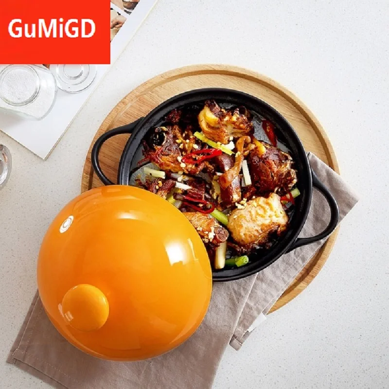 Multi-function micro-pressure ceramic flat-bottomed frying and drying Tajibao cooker steamed rice heat-resistant casserole