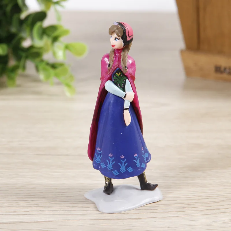 Замороженные 6 шт. фигурная фигурка, замороженные фигурки, Свен, Ганс, Анна, Эльза, Кристофф и Олаф, детский день рождения торт Топпер украшения - Цвет: Anna
