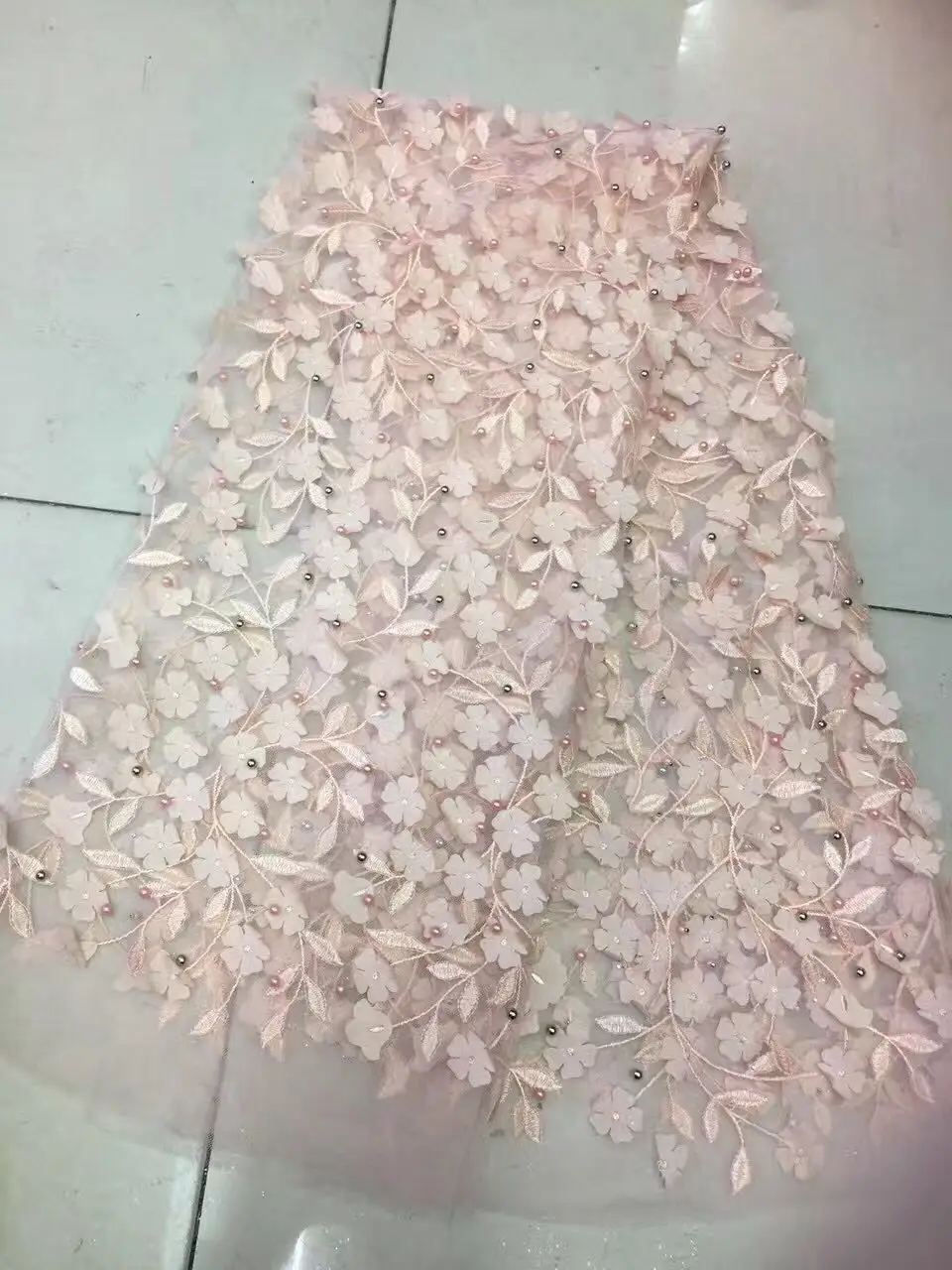 Новейшие Африканские кружева 2017 Fushia розовая Свадебная Тюлевая ткань Оранжевый