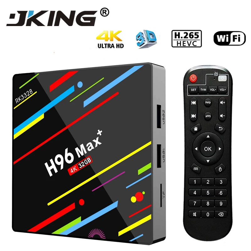 

JKING H96 MAX Plus TV Box Android 8.1 4gm ram 64gb Rockchip RK3328 USB3.0 H.265 4K Youtube Netflix Google Play Smart TV H96MAX