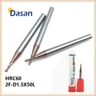 5 шт. HRC60 2f-d1.5x50 торцевые фрезы 1,5 мм твердосплавный спиральный плоский токарный станок с покрытием CNC обрабатывающий центр фрезеровочный станок