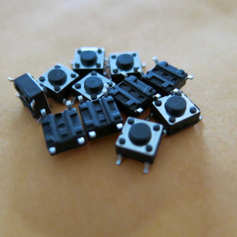 100 шт. 6x6x5 мм SMD Микро Кнопка бутон Тактильные Такт Электронный Мини Переключатель