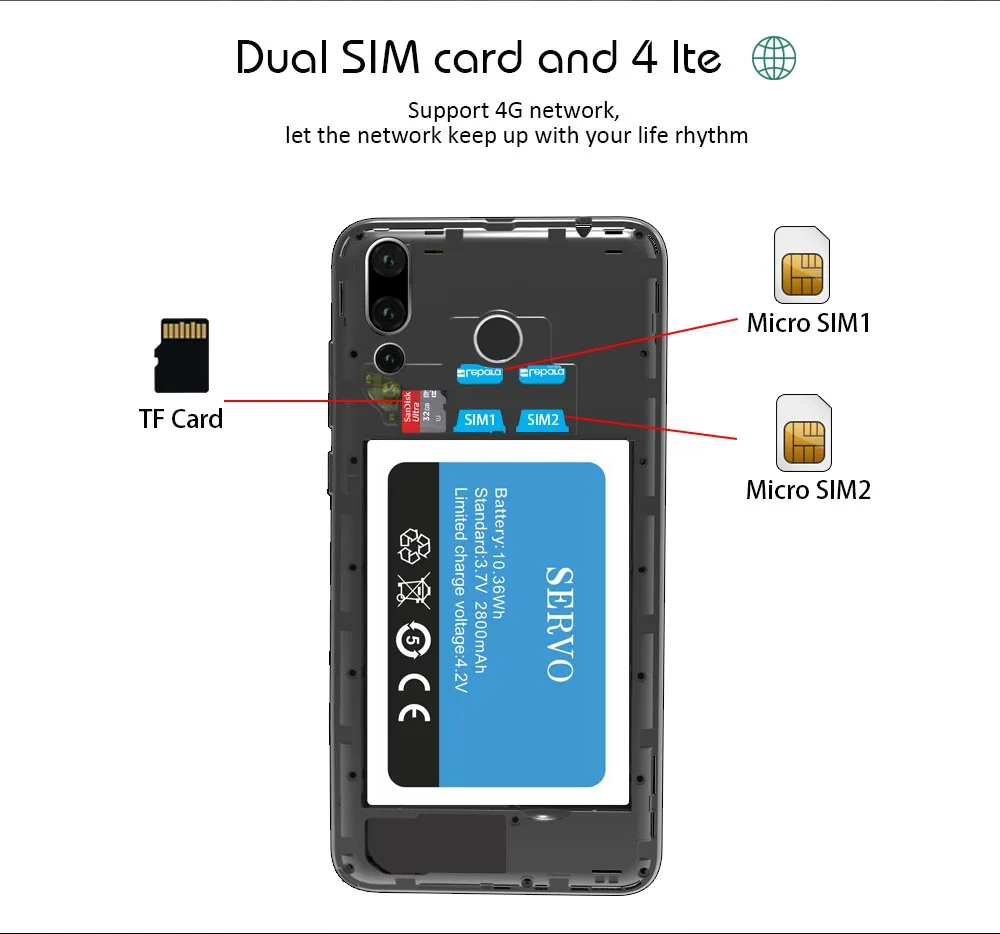 SERVO P20 6 18 &quot18:9 u-вырез дисплей 4G LTE мобильный телефон MTK6739 Android 8 1 отпечатков пальцев