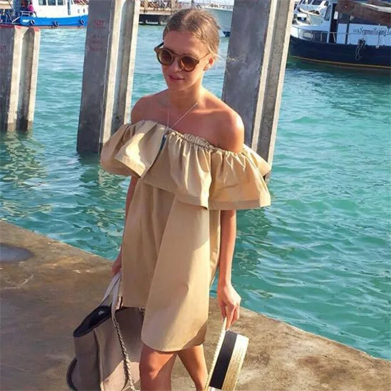 Платье женское повседневное без бретелек с вырезом лодочкой S2699|fashion women dress|women