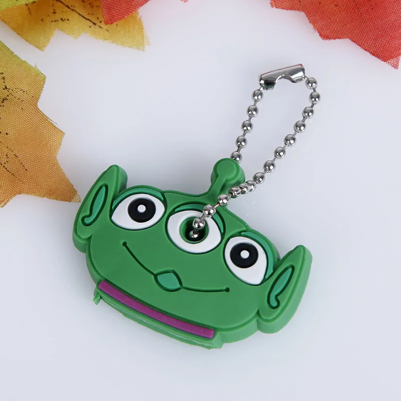 Green 3 Eye 4 шт Kawaii 4 см ключ бумажник резиновый ключ держатель кошелька чехол для ключей пальто - Цвет: Green 3 Eye