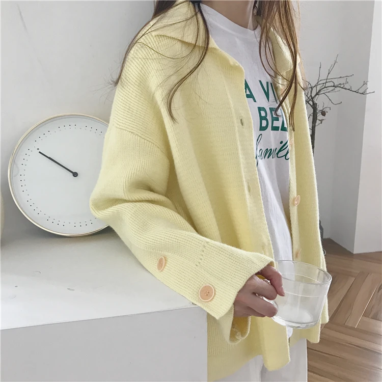 Женский вязаный кардиган Ulzzang College Wind Chic Minor Macaron свитер в Корейском стиле женская